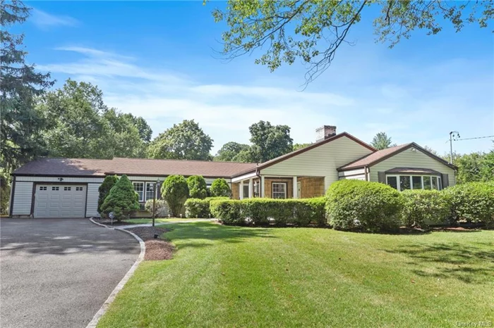 PRISTINE RANCH, Central foyer,  Expansive living room with wood burning fireplace. Formal dining Room w sliders to deck,  eat in kitchen door to back yard powder room for guests,  2 bedrooms hall bath. King size plus primary bedroom with updated bath. Basement is partially finished ...used for exercise and utilities Great Curb Appeal and set way back from road with plenty of driveway parking. The rear yard is level and fenced in. Close to transportation and highways. Star exemption if eligible would reduce taxes by $1, 595.