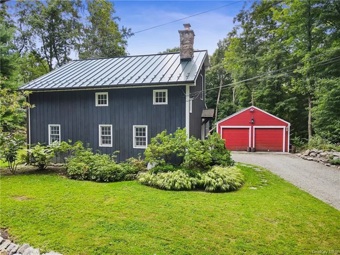 CHARMING ANTIQUE FARMHOUSE. Thoughtfully redesigned Country Farmhouse dating to 1900. Extensively renovated and updated with wide board hardwood floors and period millwork. Warm and inviting Living Room with exposed ceiling beams, a stone fireplace and original beehive oven. Dining Room with doors to rear terrace. Charming Kitchen with granite counters and farm sink. First floor Bedroom/Den. Second Floor Primary Bedroom with vaulted ceiling and door to Office/Nursery with vaulted ceiling and large closet. Updated Primary Bath. Located in the heart of Eastwoods, .63-acres close to the New Canaan border. Level and usable property with expanse of lawn bound by old stone walls. Beautifully landscaped with specimen shrubs and flowering perennials. Stone terrace with built-in fireplace. Detached Two-Car Garage. Conveniently situated with easy access to the shops and restaurants of Vista, Scotts Corners and New Canaan, the Metro-North train and commuting arteries.