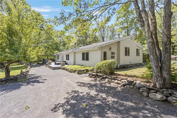 Located on the quiet and very beautiful Queens Hwy in Accord and just 90 minutes from Metro NY this well maintained ranch style home on over 10 bucolic acres is ready for new ownership. Spend evenings under the stars in the cedar hot tub, surrounded by mature trees and stone walls or at the fire pit enjoying s&rsquo;mores.  Fire up the BBQ and enjoy meals on the expansive deck and in any season, walk the cedar lined paths throughout the 10 acre property.  Inside, gather in the open kitchen and dining area, replete with propane stove or cozy up in the living room with a good book near the wood burning stove.  Enjoy a cocktail at the wet bar and at the end of the day cuddle up in one of the three cozy and bright bedrooms, one ensuite.  Looking for more fun?  The separate two car garage is currently set up as a game room and also includes a sweet potting shed area.  An added benefit is the extra well and septic located on the west side of the property for potential subdivision or separate residence (with proper permitting). Brand new split units for heat and AC and full dry basement complete the picture.  Centrally located in the Mid Hudson Valley, with Woodstock, New Paltz and Rhinebeck less than 30 minutes away.  World class hiking and climbing at Mohonk Preserve and Minnewaska State Park are 20 minutes away.  Visit local farmers markets such as Kelder&rsquo;s Farm, fine dining golf and spa services at Innes Resort and fun activities at Arrowood Brewery.