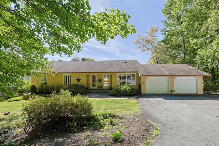 Tucked away on nearly an acre on a quiet country road in the Town of Newburgh in the Wallkill School District is this beautiful 3 Bed Contemporary Ranch in a park like setting featuring a spacious floor plan with an attached 2 car garage. Inviting Foyer leads to the Living Room with cathedral ceilings, Formal Dining with atrium doors leading to the expansive and secluded wrap around deck- Enjoy the privacy and nature overlooking a partly wooded backyard with distant mountain views! Large country Kitchen with an abundance of cabinets, granite counters and stainless appliances, with conveniently located attached garages, tastefully updated main and primary ceramic Baths, Anderson casement windows bring the outdoors inside and flooded sunlight. Full finished basement with Family / Rec Room with slider to backyard, Laundry and Bath, wine room and unfinished basement space provide great amount of storage. Country location yet close to everything within 15 minutes to I84 or Thruway and the highly desirable area destinations to enjoy - wineries, orchards, town and county parks hiking and trails!