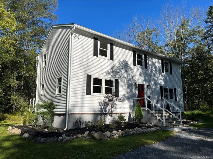 New Construction. This 3-bedroom, 2.5-bath colonial is situated on a 2-acre level/partially wooded lot. The first floor offers an oversized living room, dining room, a kitchen with granite countertops and stainless appliances, and sliders leading to a backyard deck. Also on the first floor, you&rsquo;ll find a den/study, a laundry room, and a good-sized 1/2 bath. The second floor features a large loft area and 3 bedrooms, including the master suite with an en-suite bath. Central A/C and hardwood floors throughout. A detached 2-car garage is also included.