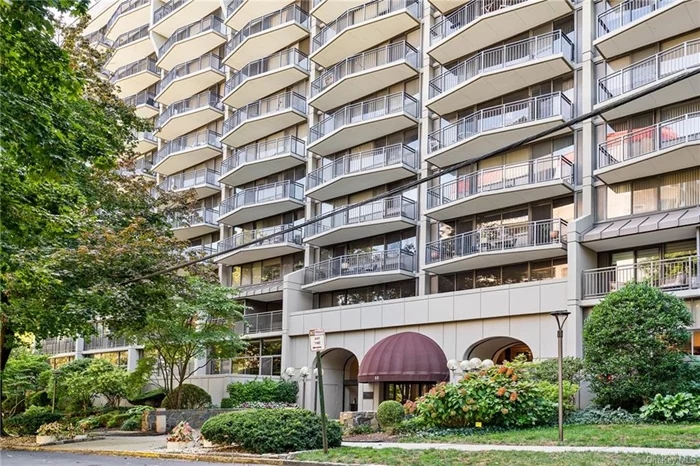 Welcome to 15 Stewart Place Unit 8G, a stunning condo in the pet-friendly Heritage Tower, featuring a sleek modern exterior and 24-hour concierge service. This residence offers a vibrant urban feel, right in the heart of White Plains. Inside, enjoy an open layout that flows from the living room to a stylish kitchen with granite countertops, white subway tile backsplash, and stainless steel appliances. The dining area leads to two large balconies, perfect for unwinding and enjoying breathtaking views of downtown White Plains. The primary suite boasts a private bath and a huge walk-in closet, while the second bedroom is spacious and located near an updated full bath. Additional perks include laundry on each floor, assigned indoor parking, and extra storage. Just moments away from shopping, dining, parks, and entertainment, this home offers convenience with Metro North just minutes away, making your commute to Grand Central a breeze!