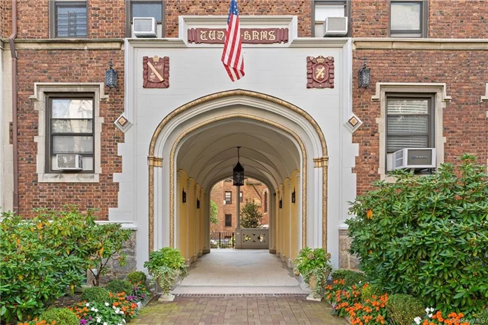 Welcome to Tudor Arms, located on the edge of Bronxville Village. A stately and elegant Tudor style mid-rise cooperative apartment. This spacious two bedroom/one bath has both northern and southern exposures. An updated kitchen with stainless appliance and granite countertops. New range in 2021 and dishwasher in 2022. Window a/c units were replaced in 2023. The pre war architectural details include, 9 ft ceilings, picture frame moldings, oak floors with mahogany band and oversized windows.  Common laundry room with new machines. Fitness Center ($25/month). Relax and enjoy the communal courtyard, especially at sunset! Live in Super. Street parking with a permit from the City of Yonkers ($25), waitlist for garage parking. Convenient electric vehicle charging station in front of the building. Stroll along the Bronx River path or into Bronxville Village to its restaurants, shops, movie theater and seasonal Farmers Market. Only 38 minutes to Grand Central via Metro North.