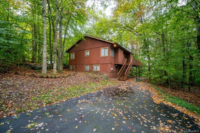 Live 70&rsquo;s chic amongst the trees in Woodridge! Welcome to 23 Winterthur, a charming and spacious, move-in ready house. The house offers 2, 154sf with three bedrooms and two full bathrooms. There are high ceilings, a stylish wood-burning fireplace, and a wraparound deck with storage. Built in 1975, the house has been well maintained, but the character and vibe remain intact. Enjoy the privacy of being set back off the road, surrounded by trees and green space.  The upper level features a spacious living room with a vaulted ceiling, exposed beams, and a retro fireplace. The kitchen has lots of cabinets, a pantry, and an adjacent dining area. The wall of the dining area and living room has oversized windows and a slider that leads out to the deck, the perfect spot for outdoor cooking and entertaining. There are two bedrooms and one full bathroom on this level.  The lower level is ground level and walk-out. There is a large family room, a spacious bedroom, and a full bathroom with a shower. There is storage room that has laundry and mechanicals. Outside there is a patio and wooded yard.  The house is located in Davos, a quiet community with a rustic vibe, lots of green space and no HOA fees. Rentals and short-term rentals are allowed. Located just a few minutes off Route 17, you are close to everything that Sullivan County has to offer, yet only about two hours from New York City. Krieger Park and Silver Lake are right up the road, as is the charming Hamlet of Mountaindale with new restaurants and a great park. Enjoy sports courts, playgrounds, fishing/boating, and the Woodridge section of the Rails to Trails. Also nearby are exciting destinations such as Resorts World Casino, Kartrite Indoor Water Park, YO1 Spa, and Legoland.