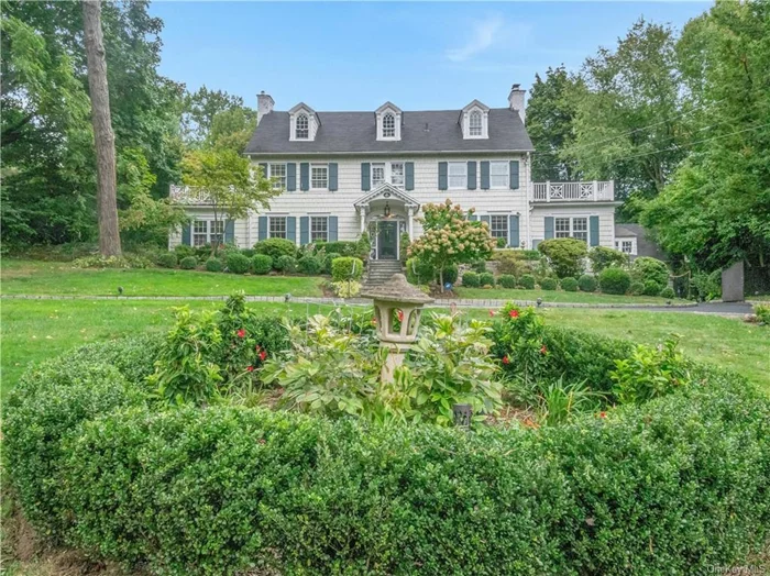 Impressive 1911 William Bates Colonial in exclusive Lawrence Park West/Bronxville PO. Elegantly sited on over an acre of private property. Two stone terraces provide access to a fabulous garden with a stunning in ground pool. Two balconies, French doors, 2 fireplaces, custom millwork, hardwood floors and archways are some of the classic details. A salt water system for the pool, central air, an above ground lower level family room, generator, energy star doors/windows, fenced yard, marble countertops, master bath w/built in sauna/steam, ADT security system, walk-in closet, walkout basement with LOTS of storage space, sprinkler lawn system, indoor speaker system. A lovely loft space above the garage-could be used as an office space or meditation/yoga room. Close to Bronxville train and shops. Public street access.