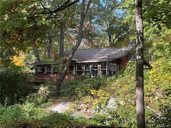 Accepted Offer 10/13. Inspection complete/contracts out. (ICCO). Picture perfect and postcard worthy log cabin nestled on 5.57 acres of partially tamed woods. This park-like acreage has several trails that have been lovingly marked. Several vantage points have been staged with seating to enjoy nature, sunsets, and the serenity of being secluded in the woods. A perfect getaway or permanent year round cozy home. An enclosed front porch looks out to the driveway and a sprawling view of the property. A hand-carved thick front door opens into a large & inviting living room with open-concept dining and work areas adjoining. Hardwood floors gleam throughout. Kitchen is aesthetically perfect for this cabin and boasts a large stainless steel refrigerator. Two comfortably sized bedrooms can fit a king and double bed respectively. Full bath has tucked away washer and dryer! Backdoor leads from kitchen to your backyard oasis. One deck holds a medium sized hot tub, while the other serves as your grilling station and outdoor entertainment hub. It&rsquo;s a perfect vantage point from which to bask in the simplicity and charm of the countryside that is incredibly just a one hour train ride away from Manhattan. Two other structures on the property are currently used for storage, front porch rocking-chair-sunset-viewing; and as a music and writing studio. Both have potential to be turned into cozy, single-cabins for guests or possible Airbnbs, with the right permissions from the town. Just down the road, White Pond is great for fishing, kayaking and other outdoor fun. Schedule a tour today to see this incredible gem and make it your own in time for next spring. Kindly send preapproval or proof of funds for cash sales when requesting a showing. Owner occupied, therefore, 2 hour notice desired.