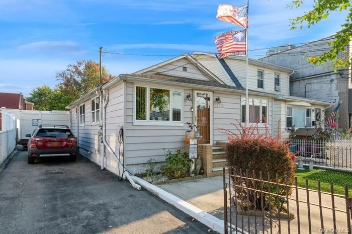 This cozy 2-bedroom, 1-bathroom ranch in Throgs Neck offers a delightful living space with a well-sized dining room perfect for family meals or entertaining guests. The layout provides a bright living room that flows naturally into the dining area, creating an inviting and open feel. The eat-in kitchen is functional and charming, ideal for preparing meals and enjoying casual dining. The attic provides ample space for convenient storage. The basement offers a versatile bonus space with appliances. The backyard is a highlight, offering a private, spacious area for outdoor relaxation, gardening, and an above ground pool; making it perfect for hosting gatherings. The home is ideally situated close to public transportation, schools, parks and the local library; offering easy access for daily commutes and errands. Ideal for first time home buyers. Optional: Some furnishings available if desired, making it move in ready for the new owner.