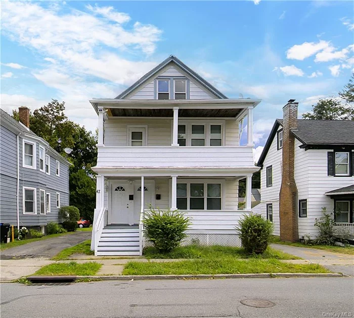 EXCEPTIONAL SOUTHSIDE OF POUGHKEEPSIE INVESTMENT OPPORTUNITY AWAITS. THIS TWO-FAMILY IS MOVE-IN READY AND OFFERS THE PERFECT SETUP FOR OWNER-OCCUPANCY IN ONE UNIT WHILE RENTING THE OTHER TO OFFSET MORTGAGE COSTS. EACH WELL-PROPORTIONED UNIT FEATURES TWO GENEROUSLY SIZED BEDROOMS, ALONG WITH THE FLEXIBILITY TO FUNCTION AS THREE, FULL BATHROOM, A LIVING ROOM, AND A KITCHEN. BOTH UNITS BOAST THEIR OWN PRIVATE BALCONY. THE FIRST-FLOOR UNIT HAS A CONVENIENT HOOK-UP FOR LAUDRY. THE SECOND UNIT INCLUDES THE ADDED-BONUS OF A WASHER AND DRYER. ADDITIONALLY, THE FULL-SIZED ATTIC OFFERS VERSATILE SPACE, IDEAL FOR USE AS A HOME OFFICE OR DEN. THE SIZABLE LOT OFFERS AMPLE ROOM FOR OFF STREET PARKING AND YARD SPACE. LASTLY, ROCKING CHAIR FRONT PORCHES FOR LEISURE AND RELAXATION ROUND OUT THIS PACKAGE. CONVENIENTLY LOCATED WITH EASY ACCESS TO SCHOOL, SHOPPING, DINING, AND ENTERTAINMENT.