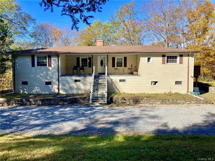 Plenty of room for all! Very private, oversized ranch set on 7.2 peaceful acres. Just minutes to the Taconic State Parkway. This home offers 4 bedrooms and 3 full bathrooms. The stainless and granite kitchen with island opens up to the dining area/ family room and living room with fireplace. The 3-season room is adjacent to a rooftop patio that is perfect for entertaining guests. The bedrooms are all good size. The lower level has lots of space and possibilities. Maybe, with proper permits, there could be potential for a mother-daughter or accessory apartment set up. Come see all this home has to offer... priced to move quickly!