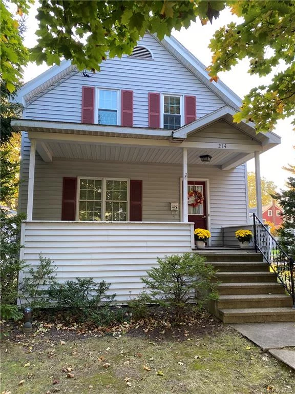 Boasting almost 2, 000 sq ft, this charming 3 BR home is nestled in the heart of Oak Hill. An expansive, covered rocking chair porch welcomes you. Inside a brightly lit formal living rm flows beautifully into a formal dining room, perfect for hosting and entertaining. A well-appointed kitchen is both spacious and functional Don&rsquo;t miss the BONUS SUN ROOM!  Two versatile bonus rooms adapt to your needs ideal for home office, rec room, or yoga room. 2nd level features 3 cozy BR&rsquo;s. One bedroom features A spacious, airy loft. Perfect for a hobby or reading room. The primary BR includes a hand-crafted oak dresser & walk-in closet adding elegance. The private, fenced yard offers a peaceful retreat, with perennial gardens.  A massive detached garage w/ pull-down stairs to a loft for added storage.  Updates include Furnace & sump pump 3yrs. Hot water heater, 4 yrs. This home features Central Air. Mins to SUNY Oswego,  Lake Ontario & 30 mins to Syracuse Hancock Interl Airport.