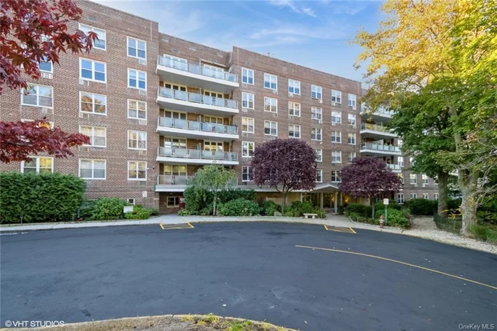 Castle Heights in Tarrytown is a meticulously maintained 1964 mid-rise elevator building located just minutes from the vibrant, historic downtown. This 1 bedroom co-op with a southern exposure features spacious sunlit rooms, exposed wood floor ( 80% carpet requirement) and a private balcony. The generous entry foyer can easily serve as a home office. Tremendous closet space. This 6-story mid-rise elevator building features private in ground pool, tennis court/pickle-ball court, playground, security lobby and a pristine common laundry room (1st flr.). Unassigned parking - $15/month, assigned spots range from $25, $35 or $40 per month depending on location, garage parking $95/month (waitlist). Just minutes to local restaurants, shops and Metro North which features an easy express commute to Grand Central.