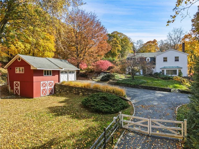 Charm and character can be found throughout this chic country colonial located in one of Bedford&rsquo;s prime estate areas. The house is thoughtfully designed with hardwood floors and crown moldings, bronze fixtures and three cozy fireplaces. The two-story foyer featuring a reclaimed wood front door opens to a stylish living room, bright family room with floor-to-ceiling windows, a formal dining room, butlers pantry and a gourmet eat-in kitchen with wood burning stove. The spacious primary suite includes an elegant bathroom with radiant heated floors. 3 additional bedrooms, an office and two full baths complete the second floor. 2 beautifully landscaped acres with gated entrance offer level lawns for play, timeless stone walls and a lovely private terrace. There is a stunning barn with a heated bonus room perfect for a home office, art studio or gym. An exceptional offering! ConstructionDescription: Shingle Siding,  InteriorFeatures: Crown Molding,  LaundryFeatures: In Hall,  LotFeatures: Back Yard, Landscaped,  OtherEquipment: Generator,