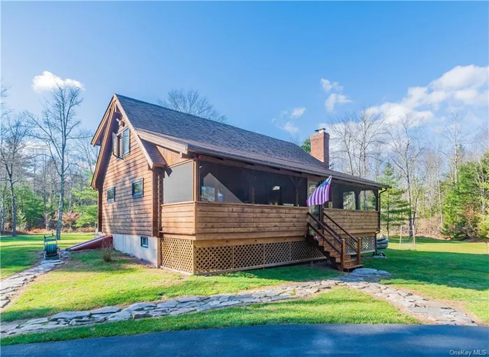 Must see this distinctive 3 br 2 bath full log home set on 3.47 private park like acres. Enjoy your spacious great room with soaring ceilings, wood floors, rustic charm, cozy stone fireplace with separate woodstove. Open L shaped Kitchen has pine cabinets, new stainless refrigerator and stove, dishwasher, island and open dining area. Lots of space for entertaining. Relax on your large covered, screened rocking chair porch or watch the wildlife for the huge back deck. Basement includes laundry area, workshop and workout area. Easily converted to family room, den, or studio space. Enjoy the 832 sq. ft. insulated pole barn with 2 beautiful garage doors. tongue and groove pine walls and zipped outer wall system. Great year round or vacation home.