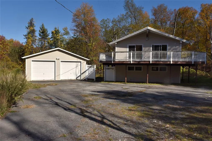 Here we have a raised ranch style home, located on a 1.4 acre lot. The home is located in the Sullivan County town of Mamakating, within the Minisink School District, but with a Middletown mailing address. There are two bedrooms, a full bath, kitchen, and an open living room / dining room area on the main floor. The partially finished walkout basement has a utility / laundry room, an office / den /potential bedroom, a s well as an additional large unfinished room. Outside there is a detached two car garage, storage shed, and large wrap-around deck. The home is set far back off the road, with a private backyard. The home will need a fair amount of repairs and updating, so purchase options will likely be limited to rehab financing or cash. BuildingAreaSource: Public Records,