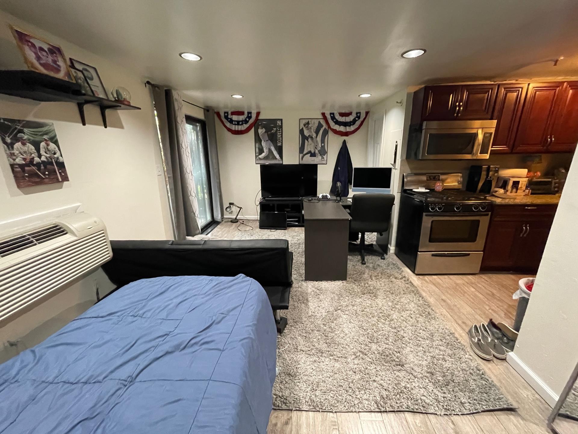 Recently renovated studio in Hoboken! Unit features updated kitchen with stainless steel appliances, hardwood floors, and a private patio that leads to a shared yard! Available 8/1. One month broker fee.