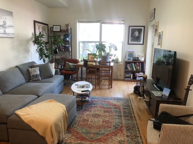 Meet me at the perfect location! AVAIL:  Flex move in-7/1 to 8/1 -524 Bloomfield  St. Large Convenient & Sunny 2nd floor 1 BR/1 Bath apt with large private balcony in beautiful brownstone building located on 5th and Bloomfield. Centrally located Downtown-Close to PATH & Shops. FEATURES: Wood cabinets, Granite breakfast bar allows stool seating. Open-style kitchen to living room/dining room area. Custom glass backsplash. Stainless steel appliances.  Good-sized BR fits a king bed and has 2 double closets with overhead storage closets. Private terrace off living room big enough to dine or work outside when the weather is nice! Hardwood floors, High ceilings. Large windows. New glass backsplash in the kitchen. Nicely tiled bath with new vanity & lights. Central Air & Heat. Tall ceilings w/extra storage.  Modern Stainless-Steel stove/micro/DW/REF. Coin-op Washer/Dryer Room on 1st floor. Apt on 2nd floor. Walk -up. Large common yard for quiet enjoyment and your BBQ.  Close to Municipal parking garages & Church Sq. Park! NO dogs/No Smokers-Good credit & Refs required.  10% of the annual rent Broker fee paid by the Tenant.