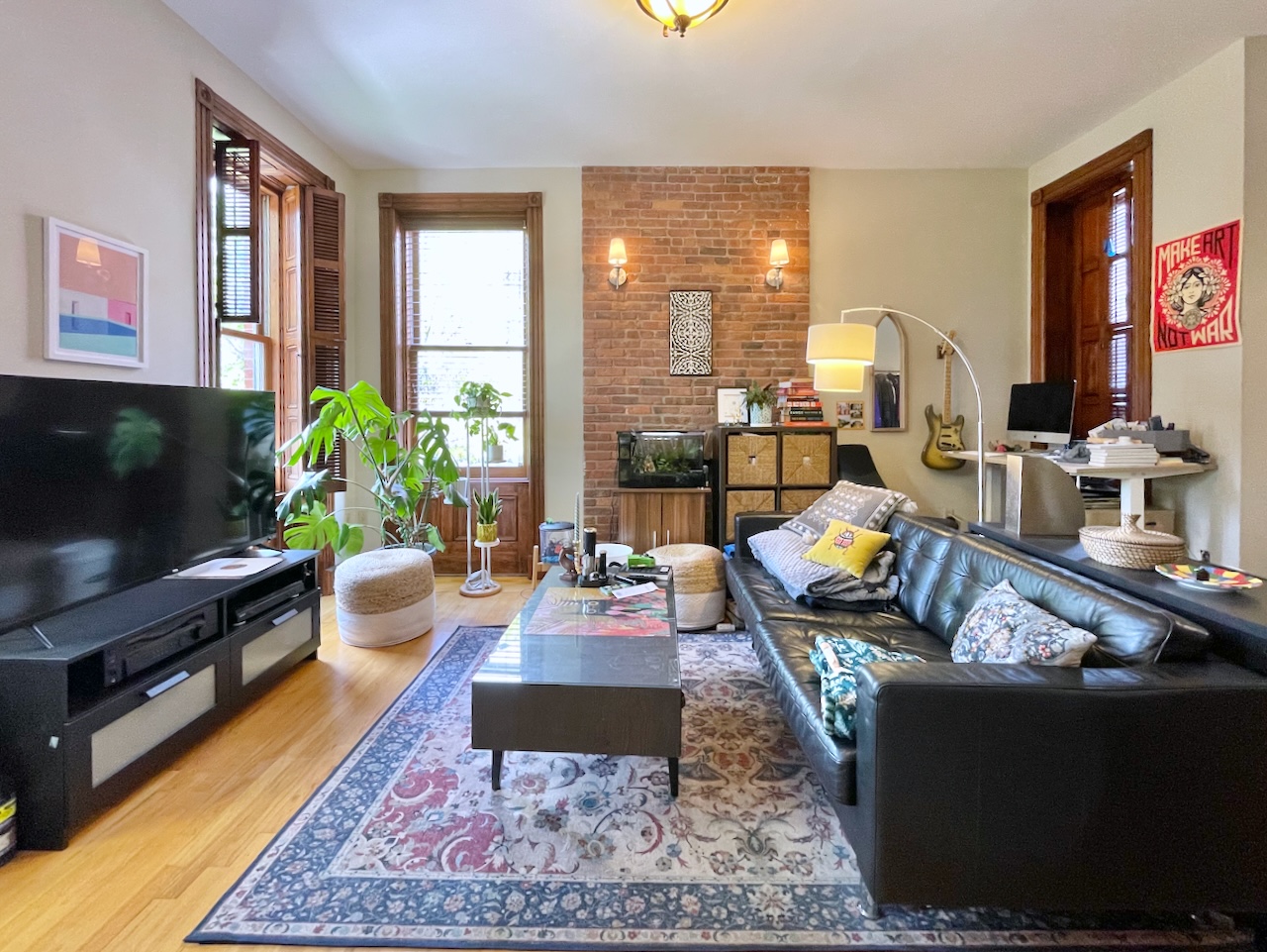 Located right around the corner from Van Vorst Park and just a few blocks from the Grove St PATH station, this spacious home is on the second floor (one flight up) of a beautiful historic brownstone home. Modern amenities such as washer/dryer in-unit, central air (heating and cooling), dishwasher, alongside historic charm such as exposed brick, wood shutters, hardwood floors, and more exposed brick, you get the best of both worlds. Available as soon as late May. Call today to schedule your in-person tour and also ask for the virtual tour!