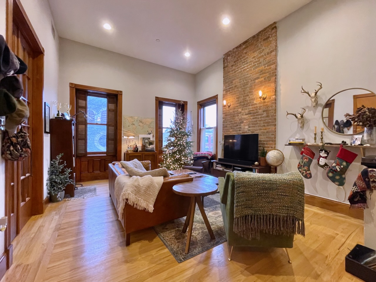 Located right around the corner from Van Vorst Park and just a few blocks from the Grove St PATH station, this spacious home is on the top floor of a beautiful historic brownstone home (two flights up). Modern amenities such as washer/dryer in-unit, central air (heating and cooling), and dishwasher, alongside the historic charm of exposed brick (so much brick!), wood shutters, and real hardwood floors, you get the best of both worlds. The primary bedroom at 16x13 easily fits a king sized bed. The second bedroom works great as an office and/or guest room.  Available February 1. Call today to schedule your in-person tour and also ask for the virtual tour!