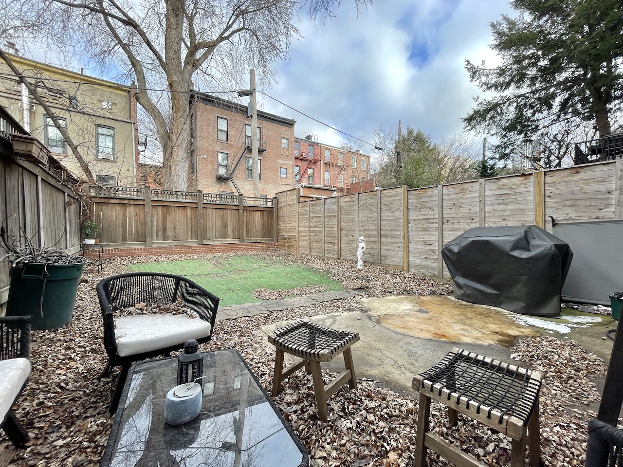 Private backyard just for this apartment and an amazing location directly across the street from Van Vorst Park, just a few blocks to the Grove St PATH station. This oversized one bed plus office, with heat and hot water included, has a large bedroom where sunlight pours in through the south facing windows. Between the living room and bedroom there is another large room that works great as an office, child's room, or extra storage/closets.The spacious living room flows into the rear eat-in kitchen with direct access to the private backyard. Laundry in the building. Close to some of the best restaurants and shopping that Jersey City has to offer. Available March 1.