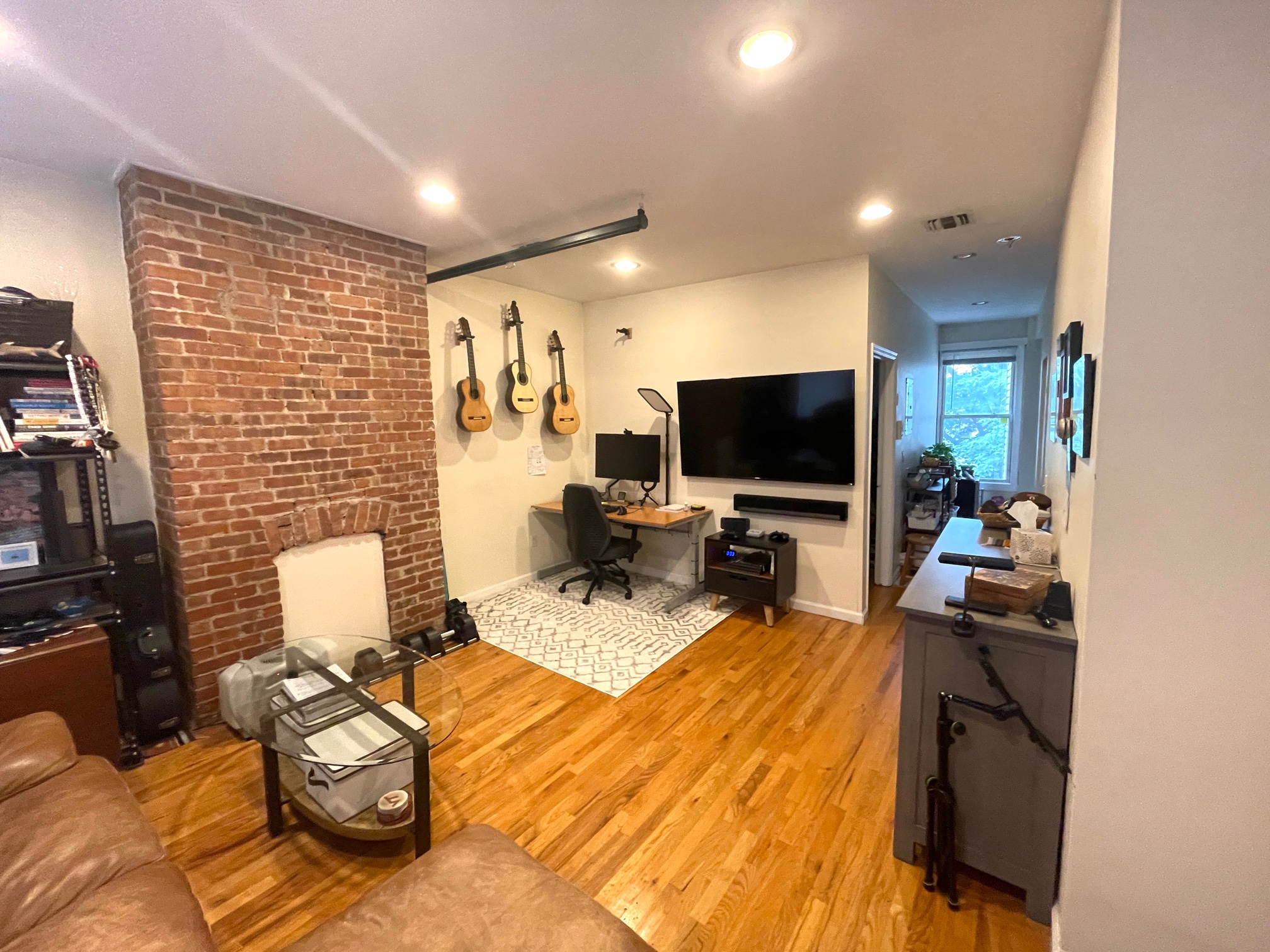 Modern 1 bedroom 1 bath apartment for rent in Hoboken! Features hardwood floors throughout, free laundry on site right outside the apartment door, central A/C & heating, plenty of closet space, high ceilings. The apartment is flooded with light and has great exposed brick. With this great downtown location, this apartment is a great choice.