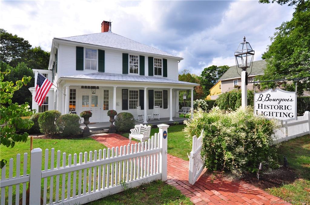 The Noah Benedict House circa 1795 has been a community gathering place for centuries and continues today as an anchor to Woodbury's Antique District. The incredibly well maintained property and multiple buildings have tremendous potential for a variety of commercial and mixed use occupancy (Professional office, retail, home business, residential rental etc. ) Listed on the National Registry of Historic Homes this incredible antique home has been thoughtfully restored while maintaining and preserving its early architectural details. The property is high visibility with ample public parking adjacent to the property boundaries. Interior features include wide plank hardwood flooring, 5 fireplaces, and extensive period moldings are intact and well preserved. This well configured property features a 3, 310/sf. primary residence with large public rooms which can either serve as spacious residential quarters or as commercial spaces within the Main Street Design District. A large detached, remodeled and fully equipped guest house and additional garage and barn storage complete this amazing property. Endless opportunities for a combination of residential and commercial applications with additional rental income streams. This is a very special property steeped in local history and heritage. Perfect for in-home business and professional uses.