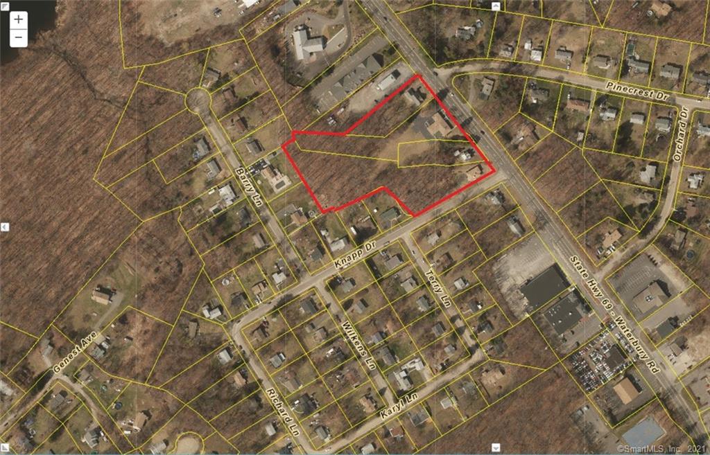 4.83 acres of commercial land in Prospect on the corner of Route 69 and Knapp Drive! Comprised of 2 Knapp Drive, 85, 87, and 89 Waterbury Road. All utilities available in the street.(Water & Gas). 412 feet of frontage on Route 69. 335 feet of frontage on Knapp Drive. High traffic counts, 14, 000 ADT. Business Zoned. No know Environmental Issues. Land can be split into two smaller sites if needed. Available for sale or for lease.