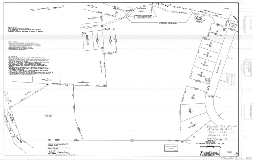 Price Improved - Development Opportunity - 10.73 Acres - Situated in R.L. Zone District [ Residential Low Density] - Expired Subdivision Approval for 38 Single Family Lots - Engineering & Survey team assembled to facilitate subdivision approval; Site consists of 10.73 Acres situated in the R.L. Zone District - Residential Low Density. The Zone allows for construction of Single-Family dwelling units. Zone allows a density of 8 units per acre. Street Frontage requirement is 60'0 Feet. Zone allows several uses by way of special permit. Active Adult Housing, Residential Campus Development together with Planned Residential Conservation Development. 2 Family dwellings are permitted in conjunction with the Planned Residential Conservation Development. Public Water and Public Sewer are available in the existing portion of Chestnut Hill and Cooper Drive Prior Subdivision Approval allowed for 38 Single Family Home site. The approval has lapsed and expired. Subdivision Regulations andZoning Regulations are available on request.