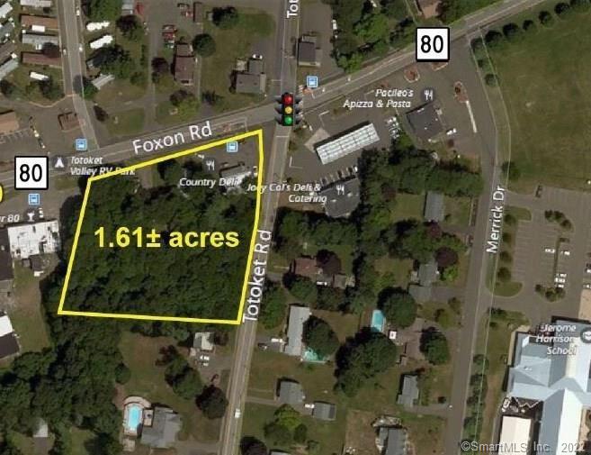 243-245 Foxon Rd * Development Opportunity * 1.61 acres for Sale on Route 80 Located at 4-way signalized intersection 274.35 feet of frontage on Foxon Road (Route 80) 15, 000 Average Daily Traffic Zoning: B1 Also ground lease opportunity Existing older building improvements on site 1588 sf & 1072 Sf .... Property value based on 1.61 acre for Development .. Potential Uses -Medical - Automotive parts/repair - Retail - Gas Station/Convenience - Office - Fast Food - Pharmacy - Hotel/Motel - Daycare - Mixed use Warehouse.   Bring your Ideas _ Will Build to Suit also on MLS 170320064 commercial