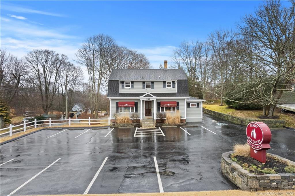 Mixed use Building; medical office on main level with an accessory apartment on second floor. Highly visible location on Route 32, the medical office has been in operation for 36 years as an established dental practice. Current layout provides 3 patient exam areas plus capacity and plumbing for 2 additional spaces for expansion. Spacious floor plan includes waiting area, front reception, private office, laboratory, bathroom and storage space. Second level, 3-bedroom accessory apartment with open floor plan, vaulted ceilings, large closets, composite deck and private exterior entrance. Full basement offers plenty of storage, washer dryer hookup and garage door access. Interior spiral staircase connects all three-levels, stairwell constructed of fire-grade drywall and interior access can be locked-off based on usage. Building and grounds are very well maintained, new roof installed in 2021, two-zoned central heating and cooling systems, landscaped lot with mature plantings, easily accessible 13-space parking lot, monument backlit signage and much more. Property was converted from a single family residence. Buyer to complete due diligence with zoning for intended use.