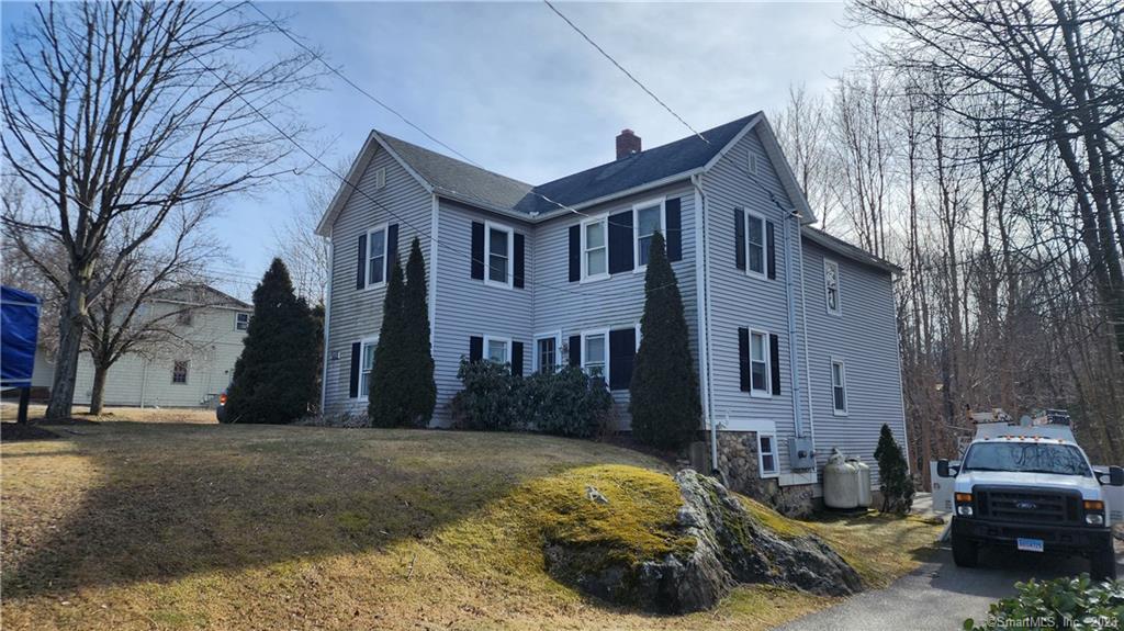 Opportunity in Bantam, CT. The first floor was previously occupied by an insurance company. There are two offices (bedrooms), one common area with three desks, a break room and a bath/storage closet. The building is vinyl sided, a new hot air furnace was recently installed and the exterior stairs to the upper level 2 bedroom apartment deck were replaced. The property is located walking distance to the center of Bantam and is direct waterfront on the Bantam River.